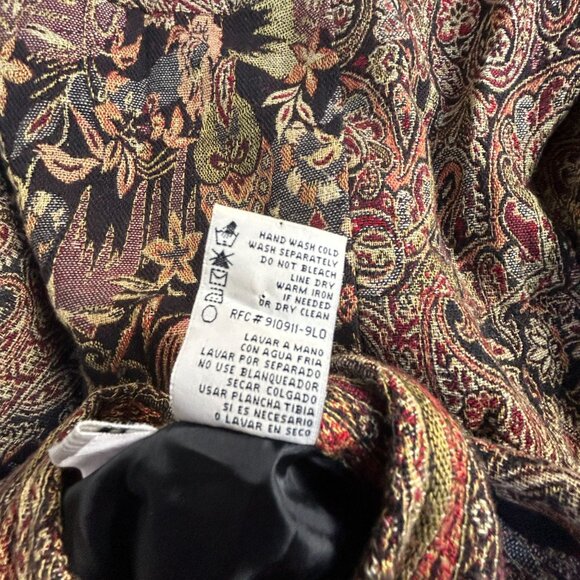 White Stag Womens Brocade Tapestry Jacket Small Black/Red Paisley Damask Print - Picture 4 of 10